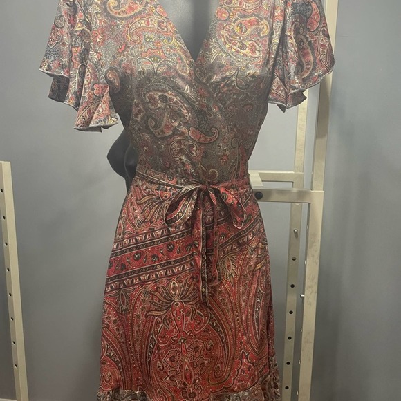 NWT Cienna Vilma Short Wrap Dress - Melon Size Large - Picture 4 of 9